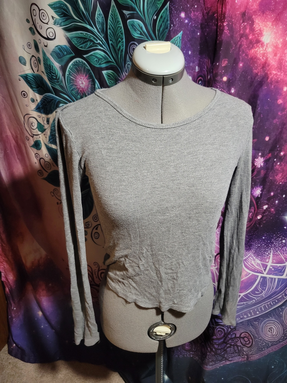 Prince & Fox Grey Ribbed Long-Sleeve Crew Top